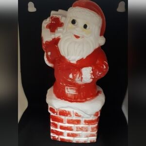 Vintage Santa In Chimney Blow Mold